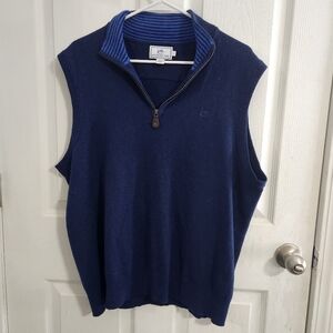 Southern Tide biltmore 1/4 zip vest blue sweater vest wool alpaca blend golf LG